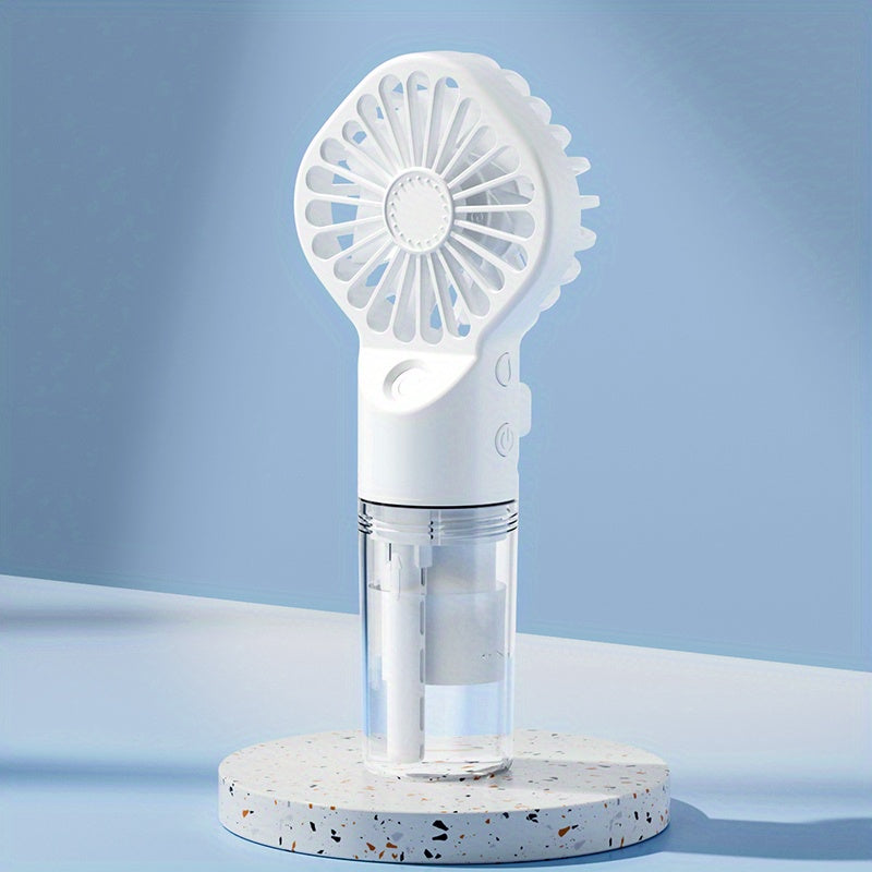 Rapid Cooling Rechargeable Handheld Misting Fan Steamer - Mini Portable Battery Operated Fan