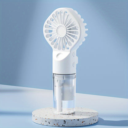 Rapid Cooling Rechargeable Handheld Misting Fan Steamer - Mini Portable Battery Operated Fan