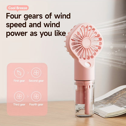 Rapid Cooling Rechargeable Handheld Misting Fan Steamer - Mini Portable Battery Operated Fan