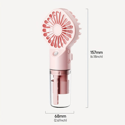 Rapid Cooling Rechargeable Handheld Misting Fan Steamer - Mini Portable Battery Operated Fan