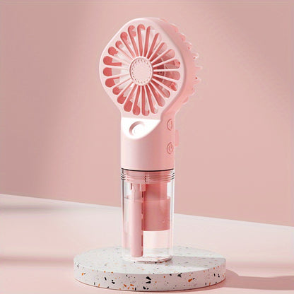 Rapid Cooling Rechargeable Handheld Misting Fan Steamer - Mini Portable Battery Operated Fan