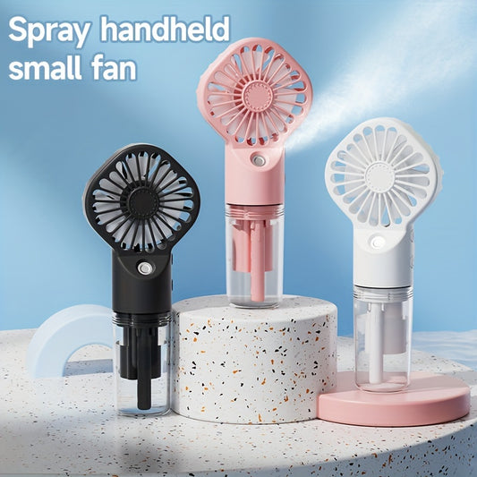 Rapid Cooling Rechargeable Handheld Misting Fan Steamer - Mini Portable Battery Operated Fan