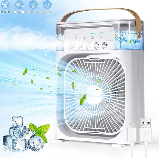 New 3 In 1 Fan AIr Conditioner Household Air Cooler LED Night Light Portable Humidifier Air Adjustment Fan Office Home Fan