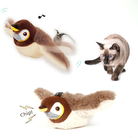 Simulated Bird Cat Toy Touch Sensitive Plush Toy Rechargeable Chirping Flapping Bird