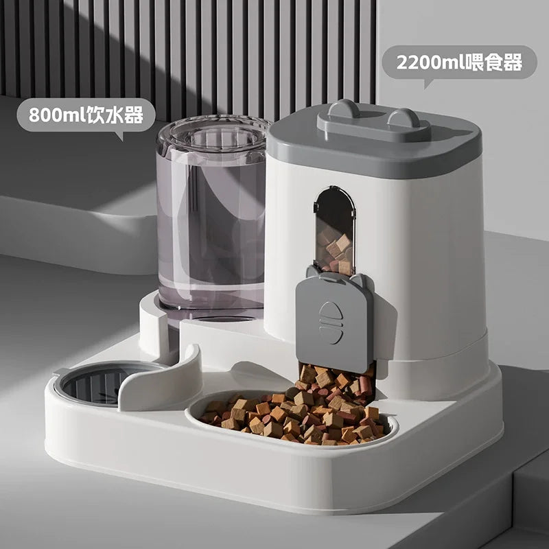 Automatic Feeder Pet Food Storage Dispenser Container With Water Fountain