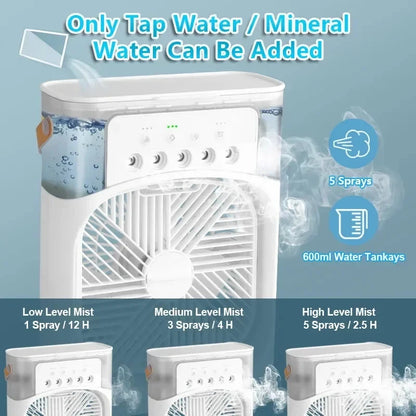 New 3 In 1 Fan AIr Conditioner Household Air Cooler LED Night Light Portable Humidifier Air Adjustment Fan Office Home Fan