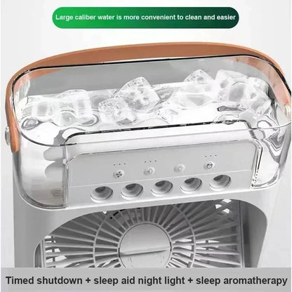 New 3 In 1 Fan AIr Conditioner Household Air Cooler LED Night Light Portable Humidifier Air Adjustment Fan Office Home Fan