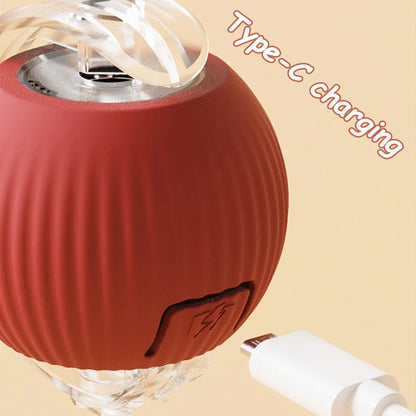 Cat Interactive Ball Toys Automatic Rolling Ball Faux Tail Rechargeable