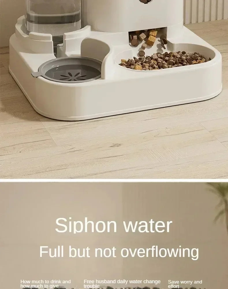 Automatic Feeder Pet Food Storage Dispenser Container With Water Fountain