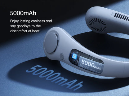 JISULIFE Portable Neck Fan,5000mAh Battery, Necksupport, 5 Speeds Gears Adjustment