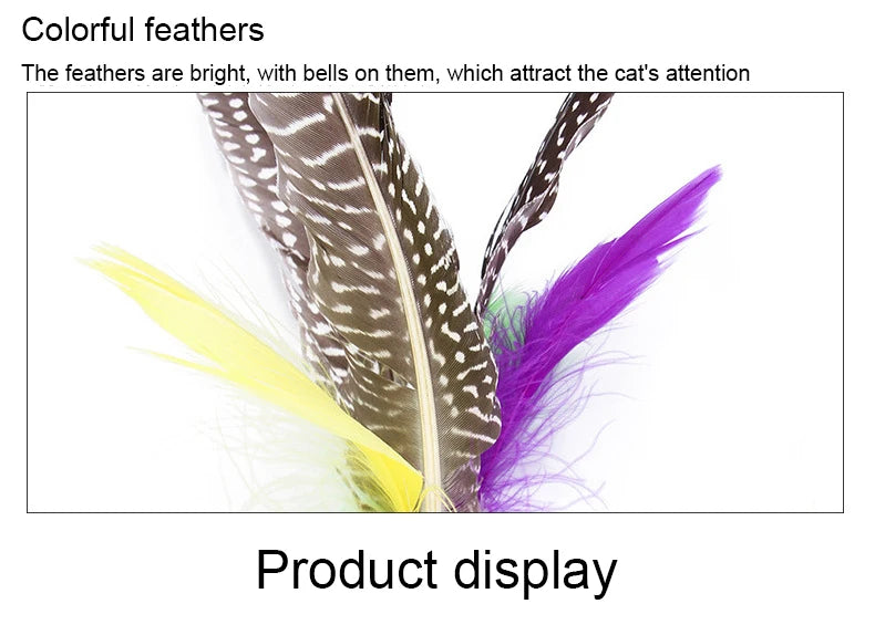 11pcs Replacement Cat Feather Toy Set Feather Replacement Head Retractable Cat Stick