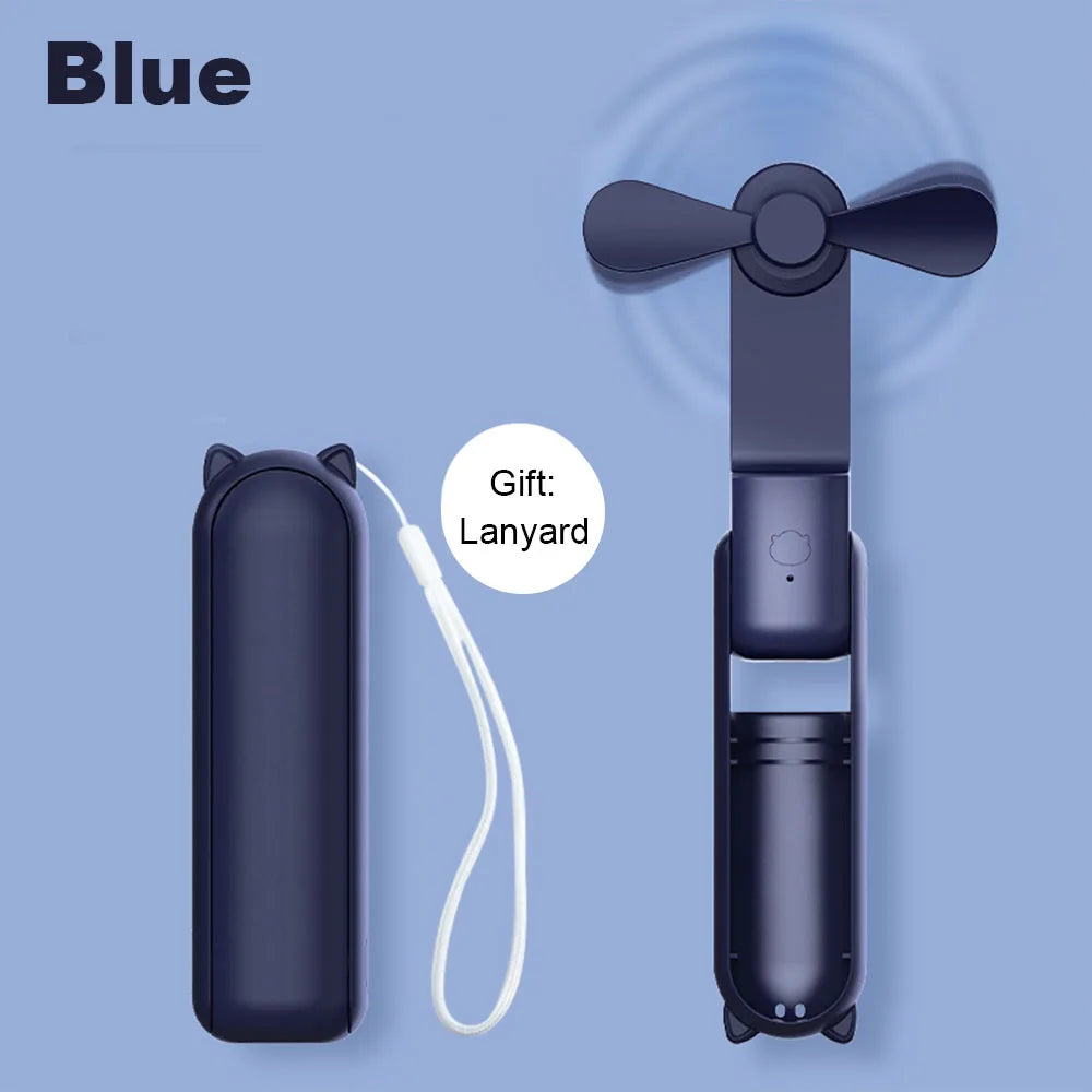 Portable Fan 2000mAh USB Rechargeable 3 Speed Mini Handheld Foldable Fan