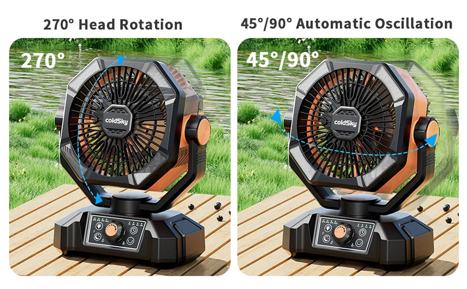 20000mAh Battery Camping Fan with 4 LED Lantern 8 Speeds Desk Fan Portable Outdoor Fan for Outdoor Camping