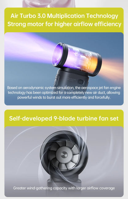 JISULIFE Jet Fan – Your Pocket-Sized Cooling Beast with LED Screen,5 Speeds & 5000mAh