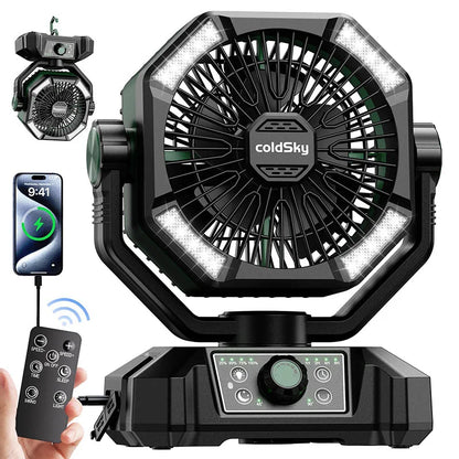 20000mAh Battery Camping Fan with 4 LED Lantern 8 Speeds Desk Fan Portable Outdoor Fan for Outdoor Camping
