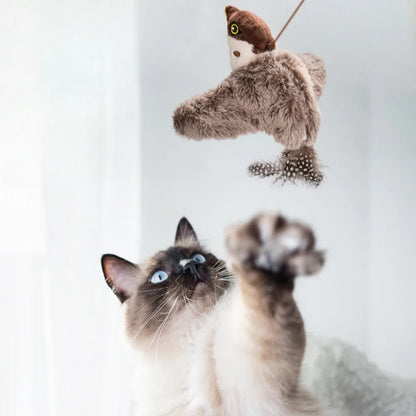 Simulated Bird Cat Toy Touch Sensitive Plush Toy Rechargeable Chirping Flapping Bird