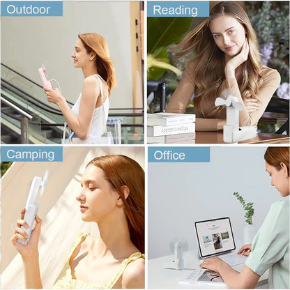 Portable Fan 2000mAh USB Rechargeable 3 Speed Mini Handheld Foldable Fan