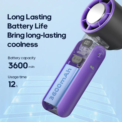 Portable High Speed Cooling Handheld Fan 3600mAh Rechargeable Foldable Fan