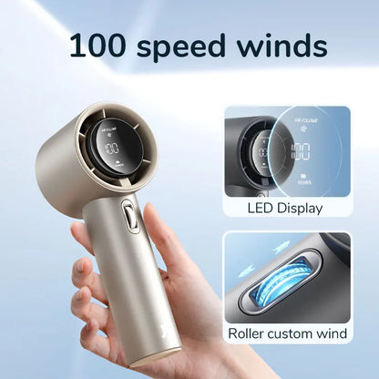JISULIFE™ Mini Portable Fan – 100 Wind Speeds, LED Display & 5000mAh Power for Ultimate Outdoor Cooling for USA