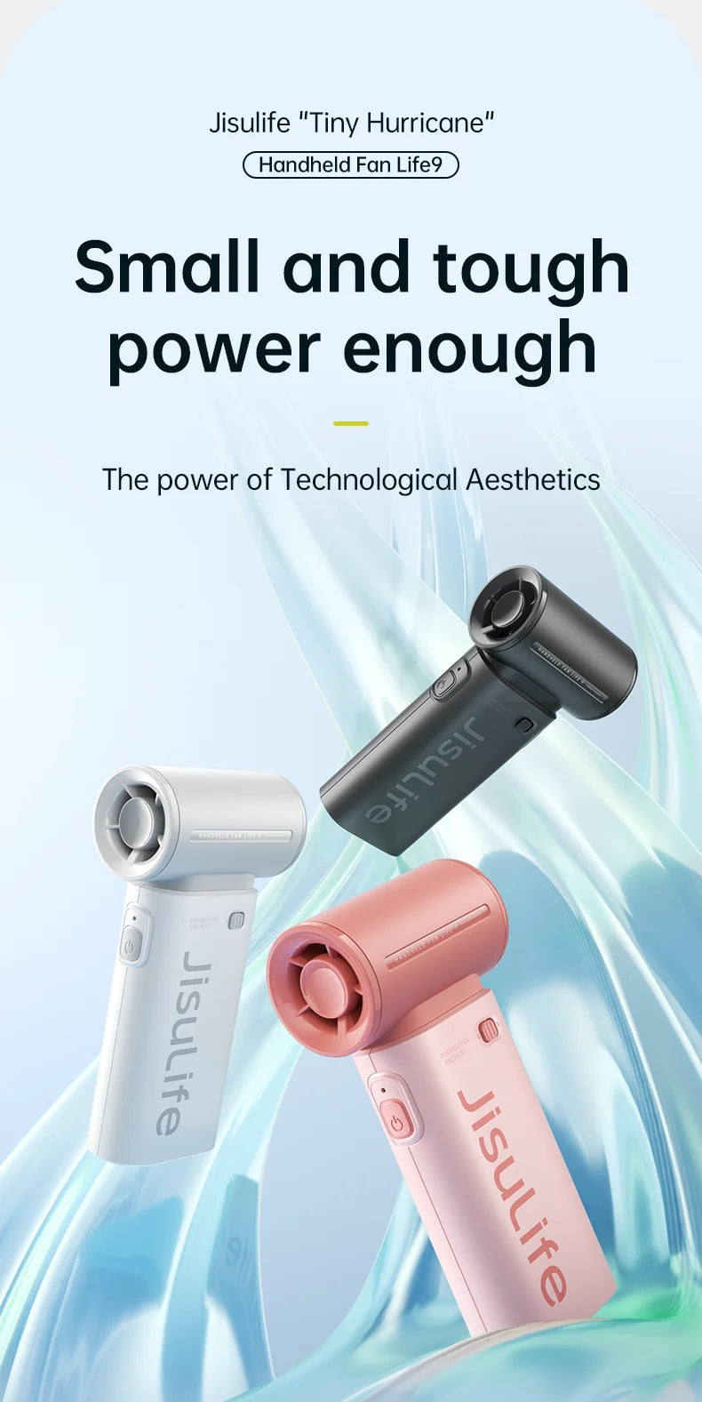 JISULIFE Jet Fan – Your Pocket-Sized Cooling Beast with LED Screen,5 Speeds & 5000mAh