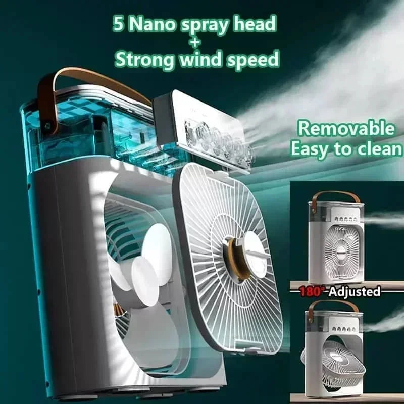 New 3 In 1 Fan AIr Conditioner Household Air Cooler LED Night Light Portable Humidifier Air Adjustment Fan Office Home Fan