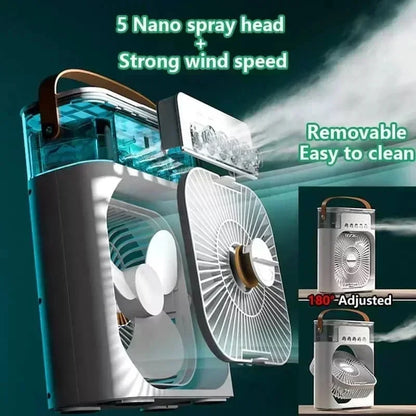 New 3 In 1 Fan AIr Conditioner Household Air Cooler LED Night Light Portable Humidifier Air Adjustment Fan Office Home Fan