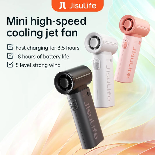 JISULIFE Jet Fan – Your Pocket-Sized Cooling Beast with LED Screen,5 Speeds & 5000mAh