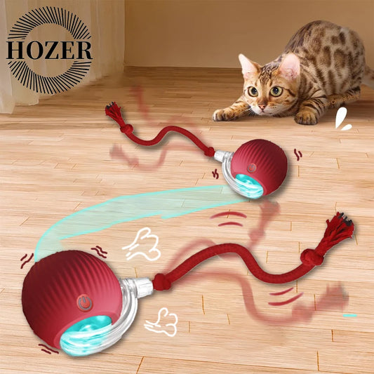 Cat Interactive Ball Toys Automatic Rolling Ball Faux Tail Rechargeable