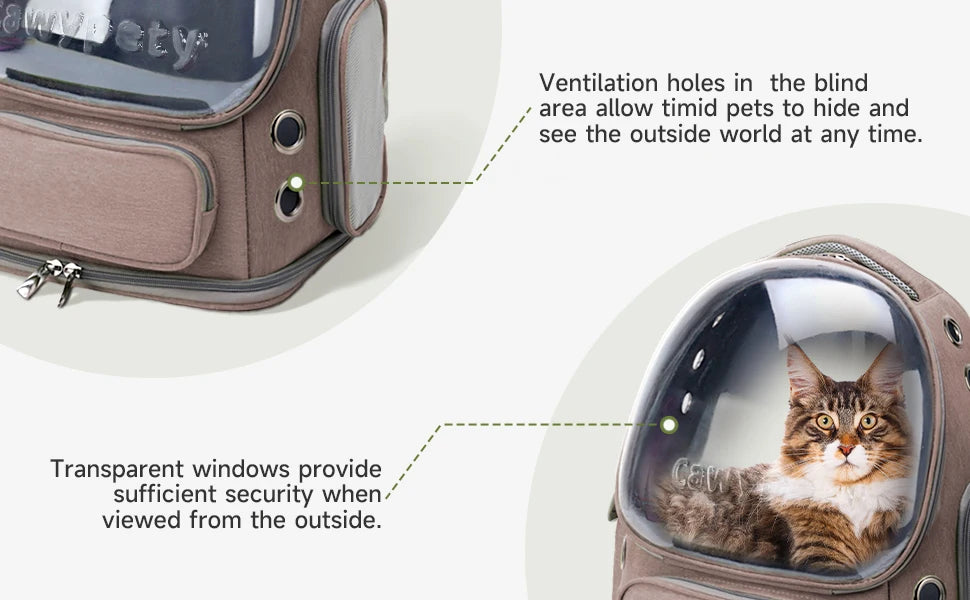 Transparent Folding Pet Carrier Backpack Travel Tote Cat Carrier Bag Outdoor
