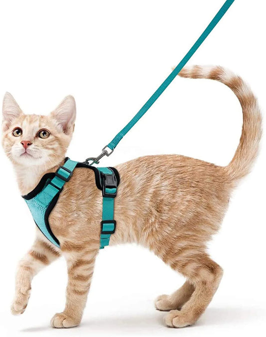 Cat Harness and Leash for Walking, Escape Proof Soft Adjustable Vest Harnesses for Cats