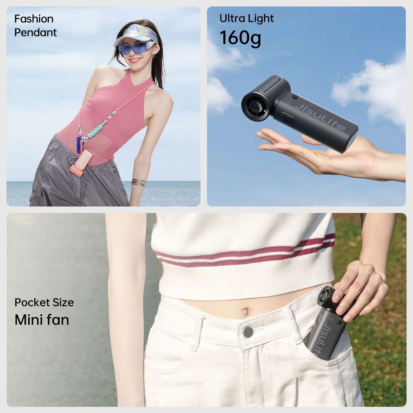 JISULIFE Jet Fan – Your Pocket-Sized Cooling Beast with LED Screen,5 Speeds & 5000mAh