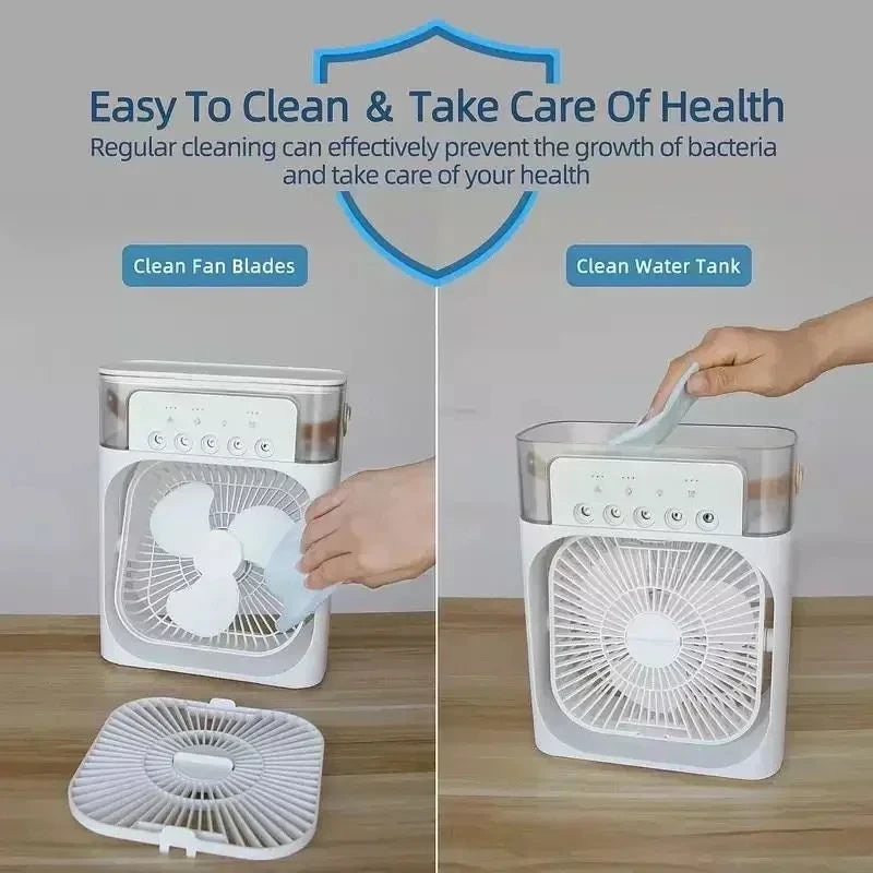 New 3 In 1 Fan AIr Conditioner Household Air Cooler LED Night Light Portable Humidifier Air Adjustment Fan Office Home Fan