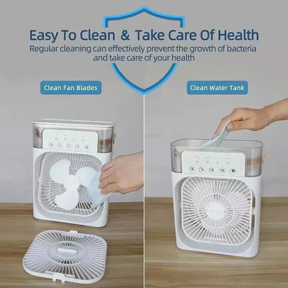 New 3 In 1 Fan AIr Conditioner Household Air Cooler LED Night Light Portable Humidifier Air Adjustment Fan Office Home Fan