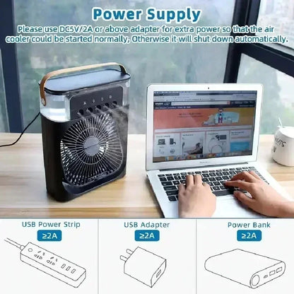 New 3 In 1 Fan AIr Conditioner Household Air Cooler LED Night Light Portable Humidifier Air Adjustment Fan Office Home Fan