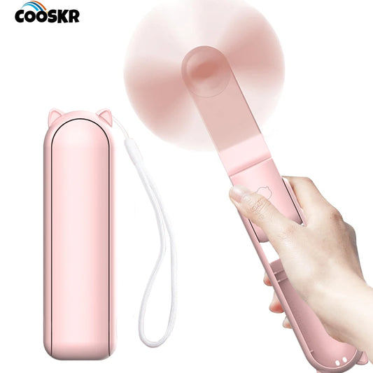 Portable Fan 2000mAh USB Rechargeable 3 Speed Mini Handheld Foldable Fan
