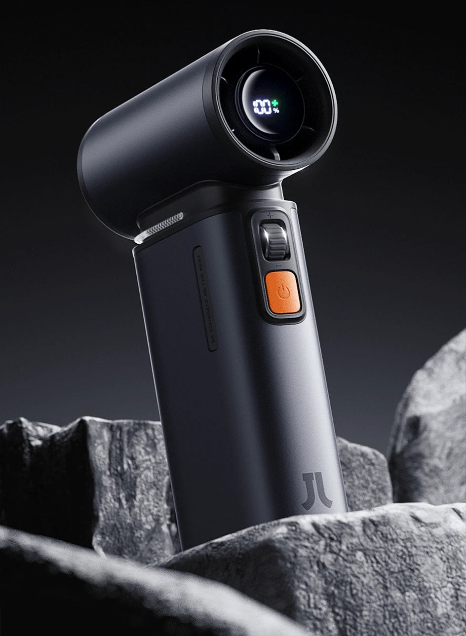 JISULIFE Portable Turbo Handheld Fan, 9000 mAh Battery, LED Display, Outdoor Camping