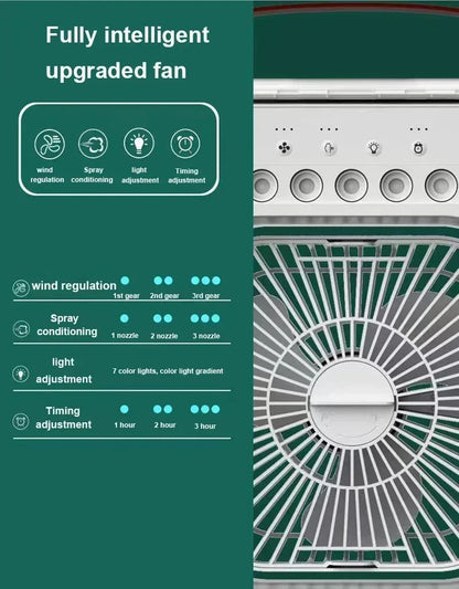 New 3 In 1 Fan AIr Conditioner Household Air Cooler LED Night Light Portable Humidifier Air Adjustment Fan Office Home Fan