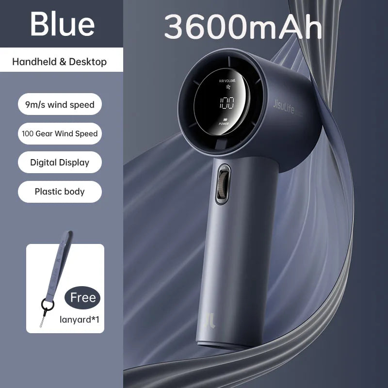 JISULIFE™ Mini Portable Fan – 100 Wind Speeds, LED Display & 5000mAh Power for Ultimate Outdoor Cooling for USA