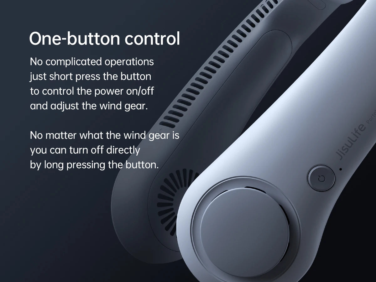 JISULIFE Portable Neck Fan,5000mAh Battery, Necksupport, 5 Speeds Gears Adjustment