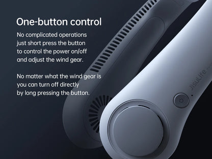 JISULIFE Portable Neck Fan,5000mAh Battery, Necksupport, 5 Speeds Gears Adjustment
