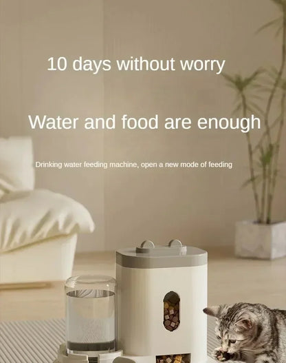 Automatic Feeder Pet Food Storage Dispenser Container With Water Fountain