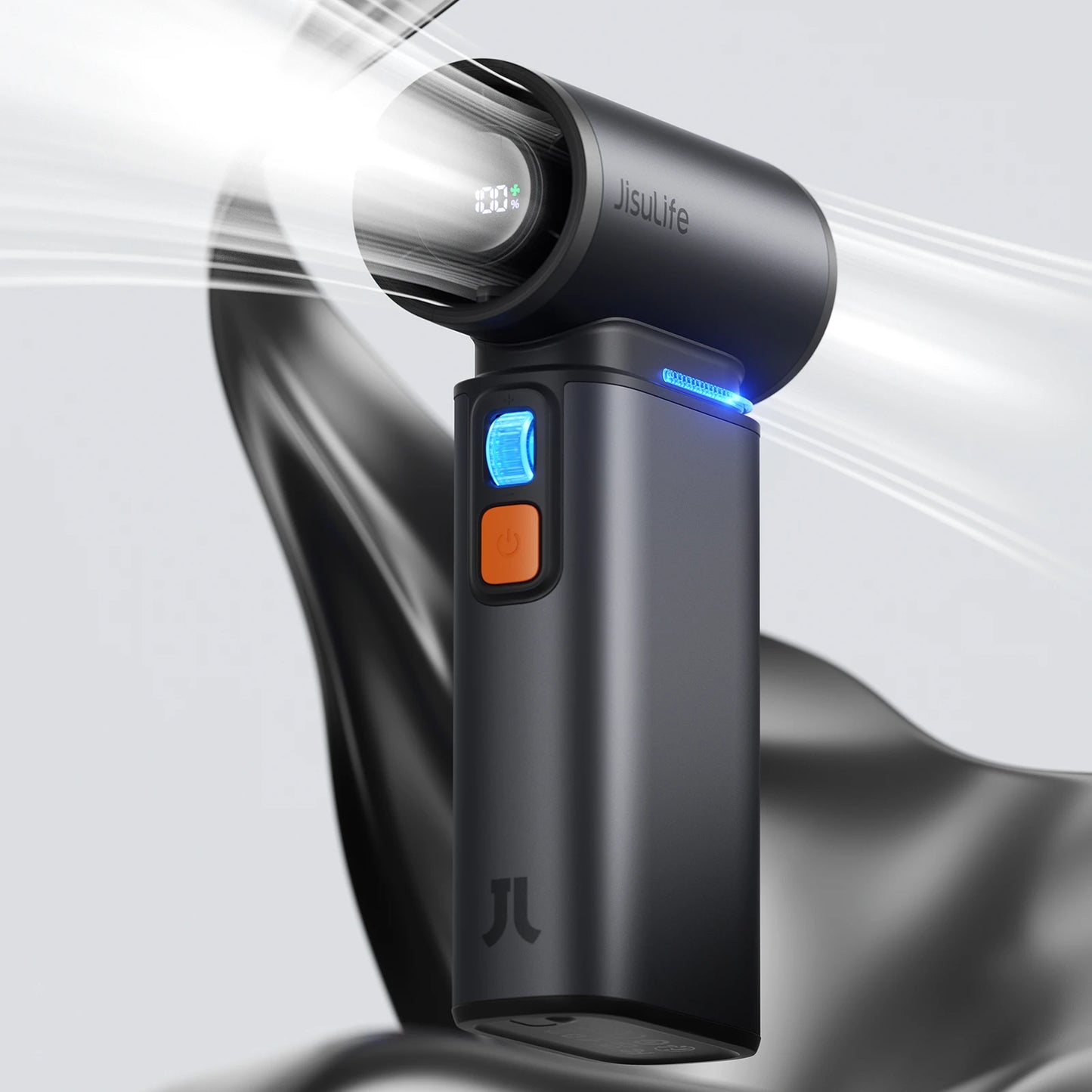 JISULIFE Portable Turbo Handheld Fan, 9000 mAh Battery, LED Display, Outdoor Camping
