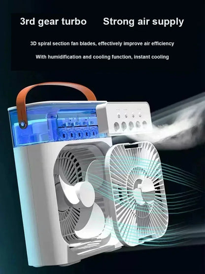 New 3 In 1 Fan AIr Conditioner Household Air Cooler LED Night Light Portable Humidifier Air Adjustment Fan Office Home Fan