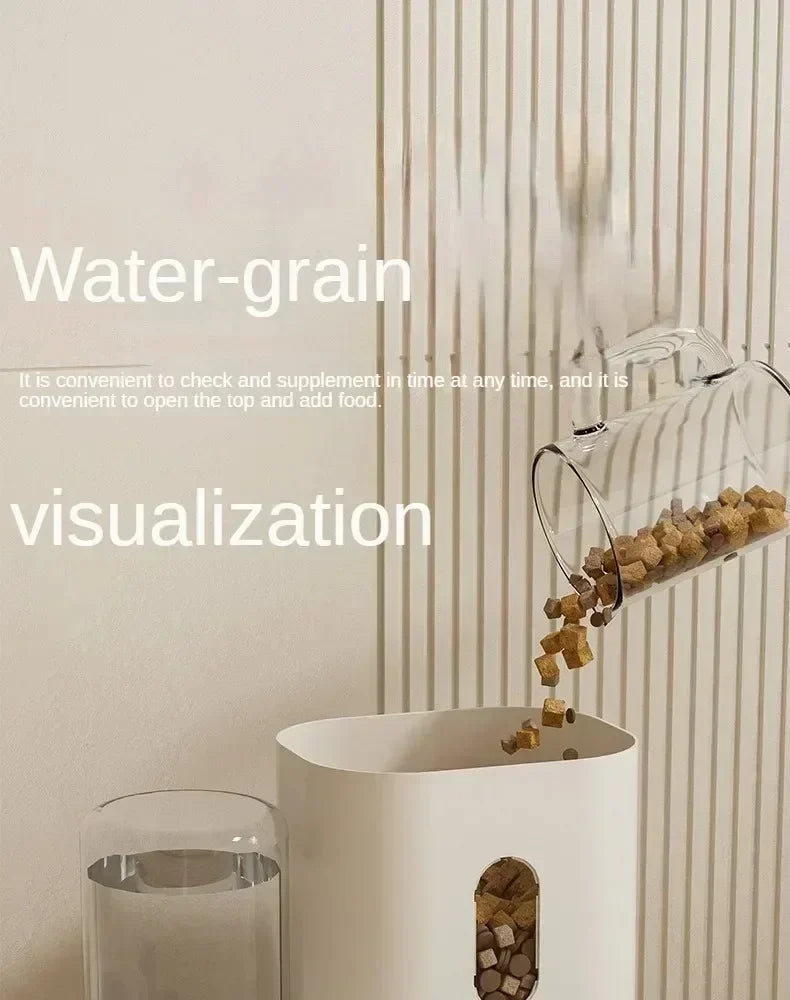 Automatic Feeder Pet Food Storage Dispenser Container With Water Fountain