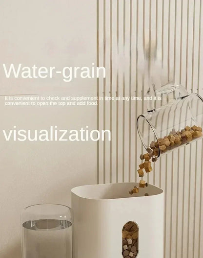Automatic Feeder Pet Food Storage Dispenser Container With Water Fountain