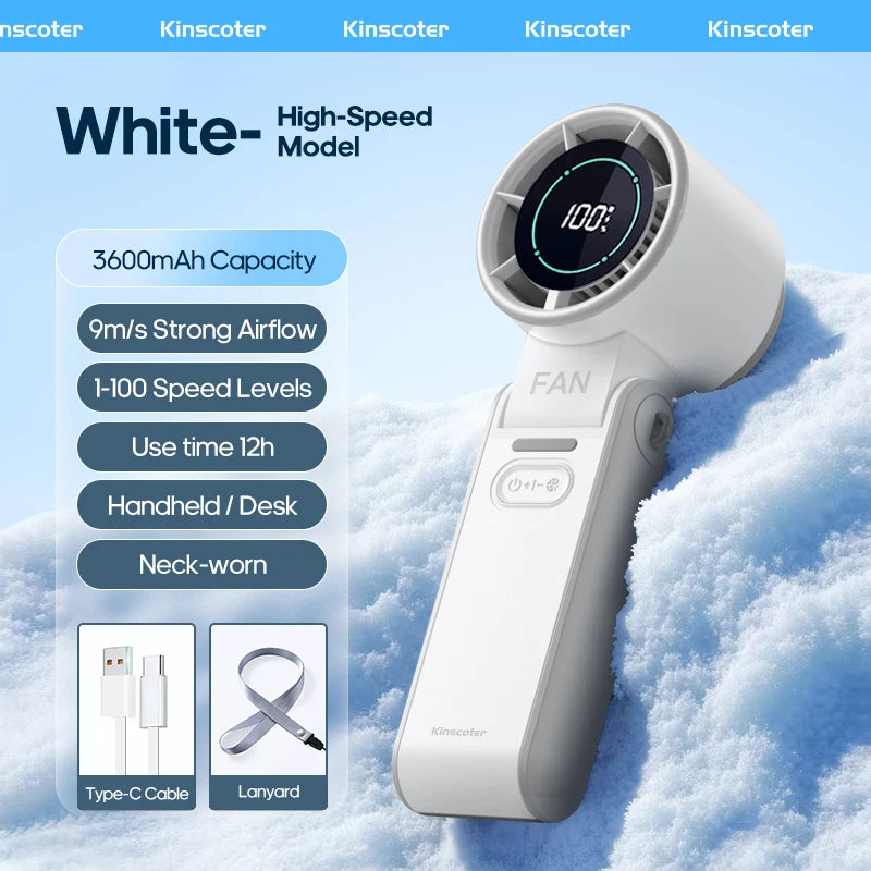 Portable High Speed Cooling Handheld Fan 3600mAh Rechargeable Foldable Fan