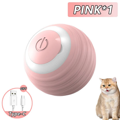 Cat Interactive Ball Toys Automatic Rolling Ball Faux Tail Rechargeable