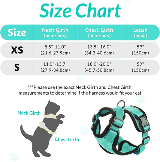 Cat Harness and Leash for Walking, Escape Proof Soft Adjustable Vest Harnesses for Cats