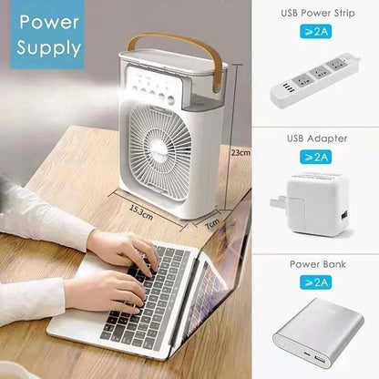 New 3 In 1 Fan AIr Conditioner Household Air Cooler LED Night Light Portable Humidifier Air Adjustment Fan Office Home Fan