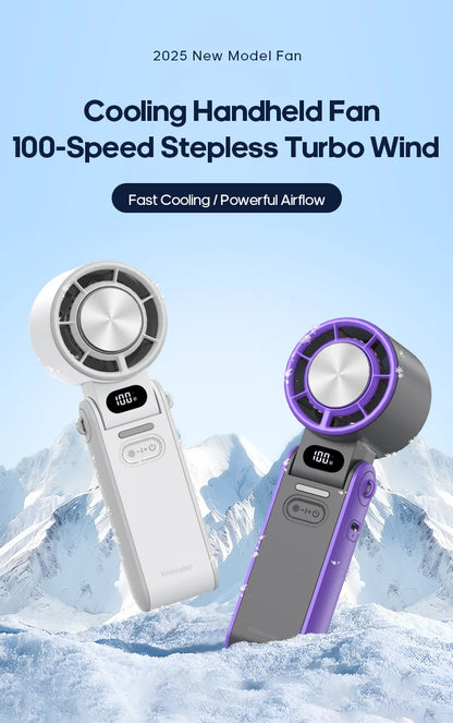 Portable High Speed Cooling Handheld Fan 3600mAh Rechargeable Foldable Fan